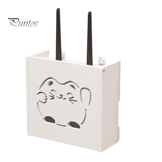 WiFi Router Storage Box Wall Mount Wooden Router Shelf Organizer Power Strip Cable Management Hider Rack for Modem Cable Router Cover