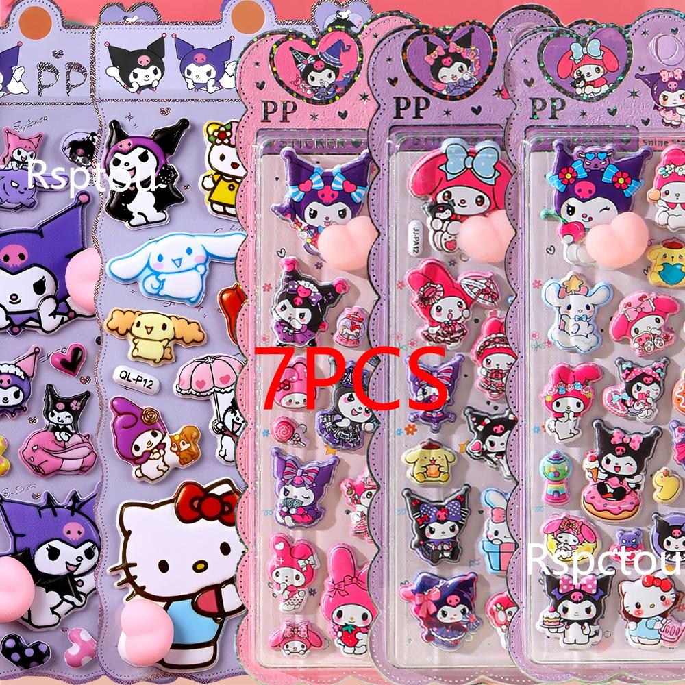 Кавайные 3D Наклейки на Попу Киннаморолль, Моя Мелоди, Куроми Sanrio 3D Рельефные Наклейки Игрушки Милые Снимающие Стресс Мягкие Сжимающиеся Наклейки Подарок