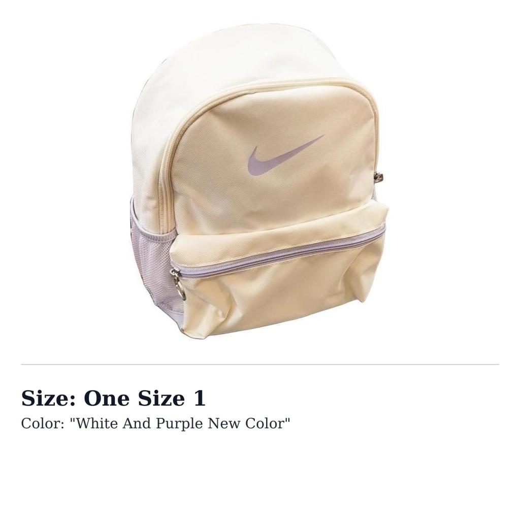 Nike Polyester Backpack Regular Women's White Purple New Color FZ7222-133