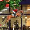 Horse-Riding Ornament 2D Flat Acrylic Horse Pendant Christmas Tree Backpack Hanging Decoration Gift