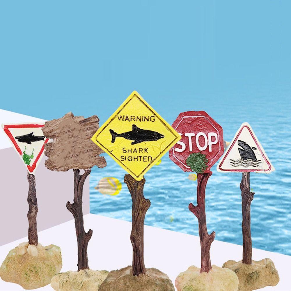 Ландшафтные аксессуары Дерево Табурет Предупреждающий знак «Акула» Украшения для аквариума Украшения для аквариума