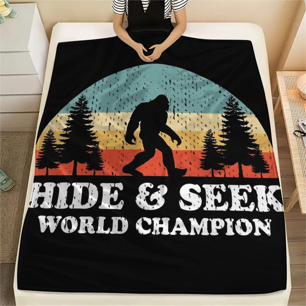 Bigfoot pattern Flannel Blanket, High quality Comfortable for All Seasons, Home Decor, Warmth and Comfort, Perfect for Gifts.