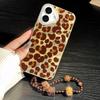 Чехол для телефона с леопардовым принтом для iPhone 11 13 15 14 16 Pro Max 12 13promax 15promax Жесткий Противоударный Чехол-накладка Coque со шнурком