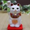 Waza no Kura Ceramic Kutani White Perfect for Grand Opening Birthday and Interior Figurine, Ware, Right-Handed Maneki-neko (Lucky Cat), Glaze, Gifts,