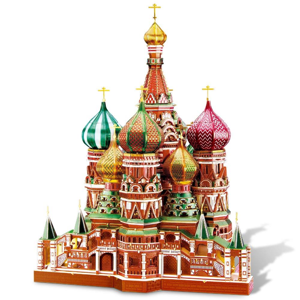 Piececool 3D Металлический Пазл Собор Василия Блаженного Наборы для Сборки Моделей Пазлы Подростковые Игрушки Сделай Сам