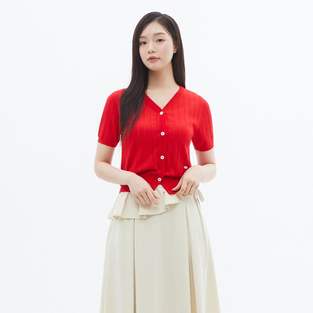 PLASTIC ISLAND Texture-Deformed V-Neck Knit Cardigan Ps2Kg562