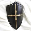 Medieval Crusader Shield Black and Gold Templar Cross Knight Armor Wall Decor Handmade