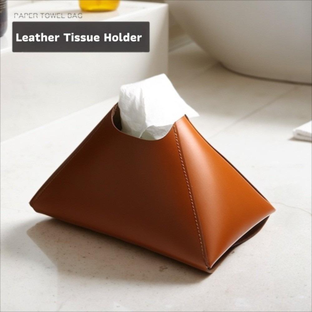PU Leather Leather Tissue Box Solid Color Pull-Out Paper Towel Holder Box Paper Towel Holder Home
