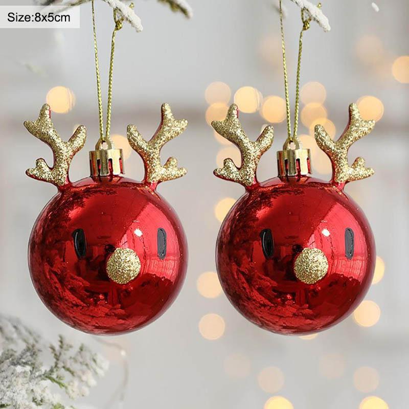 2pcs Elk Christmas Balls Ornaments Xmas Tree Hanging Bauble Pendant Christmas Decorations for Home New Year Party Navidad 2025