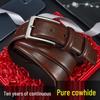 Men's Genuine Leather Belt - High-End Business & Casual Style, Needle Buckle, Suitable for Middle-Aged and Young Men.