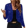 Women Sparkly Cardigan Coat 3/4 Sleeve Open Front Sequin Tops Sexy Golden Bling Coat Casual Holiday Party Outfit