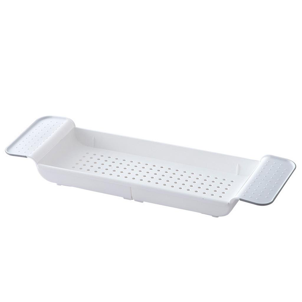 Expandable Bathtub Shelf Bamboo Bathtub Tray Adjustable Length Caddy Anticorrosion Drainage Bathtub Plastic Rack Towel Storage