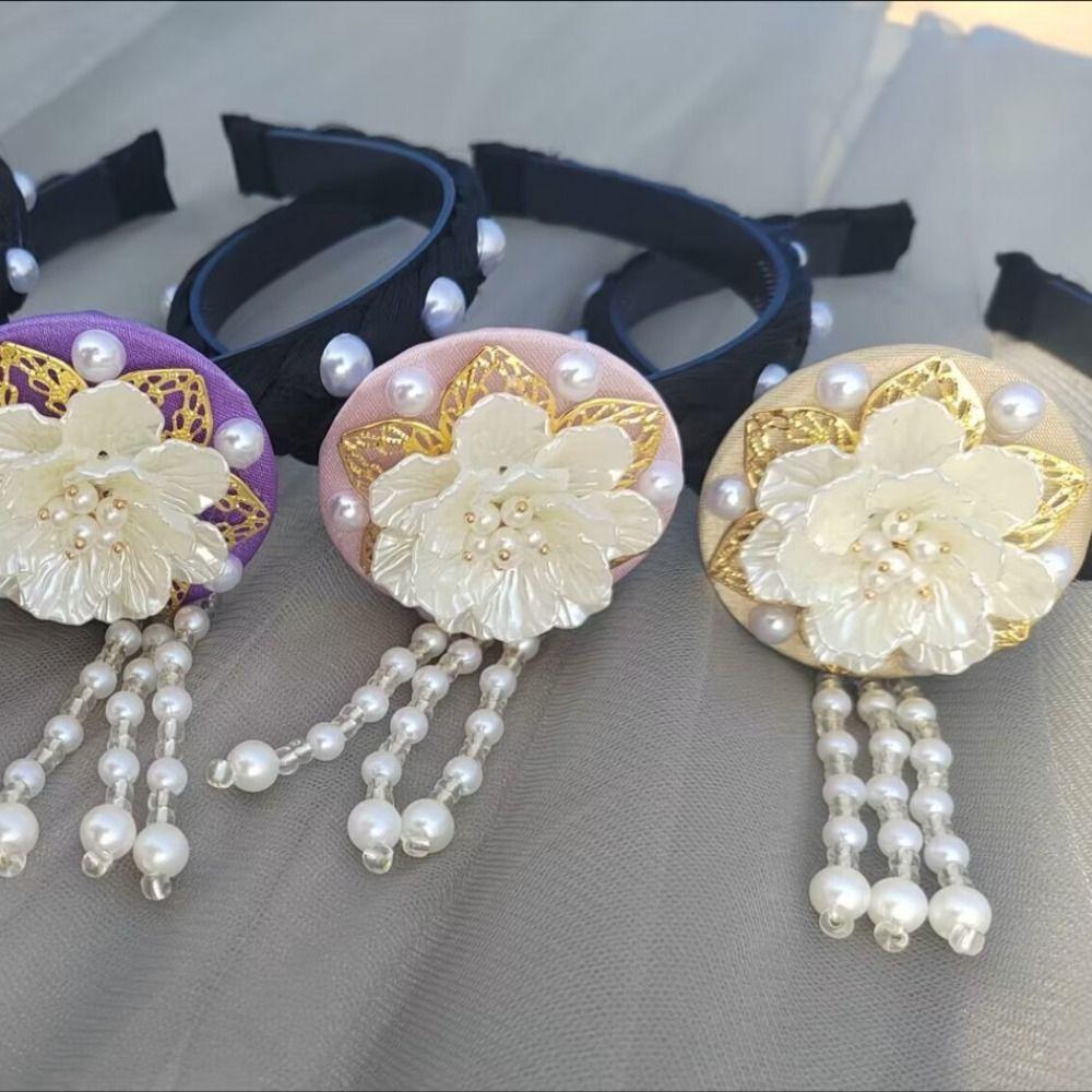 Pearl Hanbok Hairband Flower Stage Dance Hair Hoop Classical Korean Headband  Girls