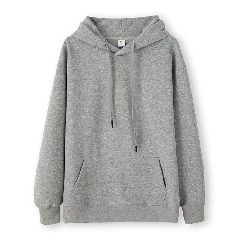 Unisex Loose Fit Solid Color Hooded Pullover Sweatshirt Autumn Winter