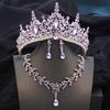 Королевские свадебные наборы украшений для женщин Розовая тиара Свадебное платье Корона С набором ожерелья и серег Аксессуары для костюма для вечеринки или дня рождения