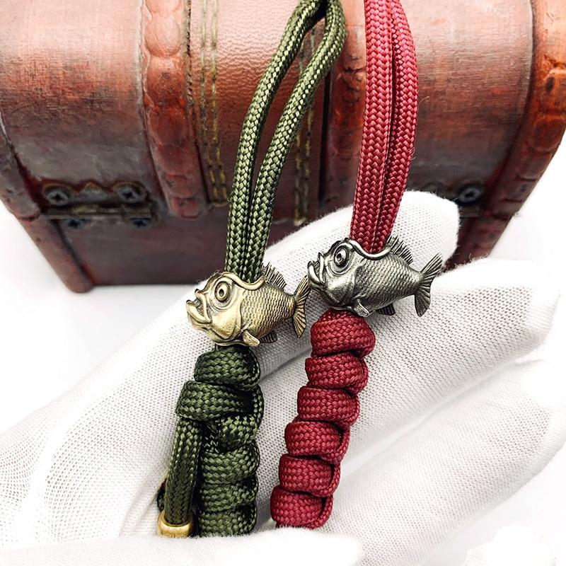 Ретро Африканская Пиранья Латунная и Медная Фигурка Рыбы Брелок с Полым Дизайном