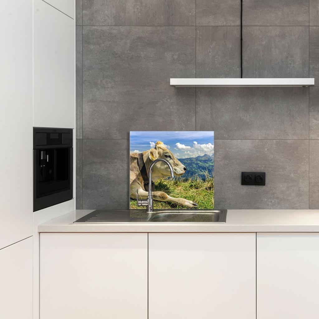 PANEL SZKLANY DO KUCHNI 65x60 Krowa