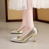 Модная женская обувь 2025 Мелкие слипоны Женские туфли на высоком каблуке Модные туфли-лодочки для платья Женские весенние туфли с острым носком на тонком каблуке Женская обувь Zapatos