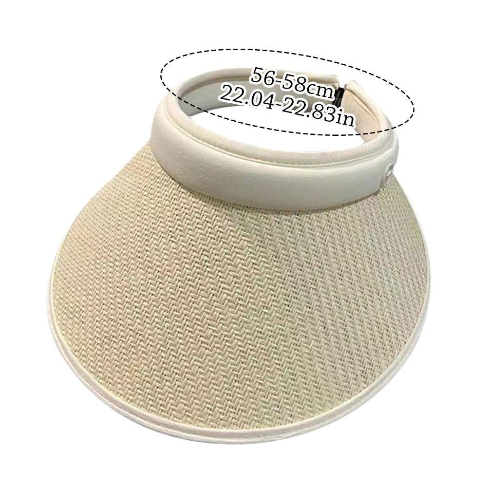 Casual Portable Wide Brim Beach Hat Sun Hat Visors Straw Cap