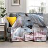 1PC Custom Name White Horse Family flannel blanket versatile, all-season throw suitable for the living room, bedroom, camping, travel, and gift