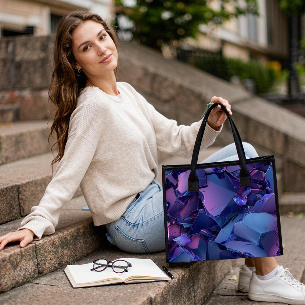 Purple Geometric Fashion Tote Bag Casual Large Capacity Daily Handbag