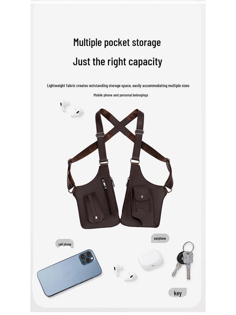 Мужская и женская ретро-сумка-жилет через плечо – многофункциональная подмышечная сумка-слинг для телефона и использования на открытом воздухе