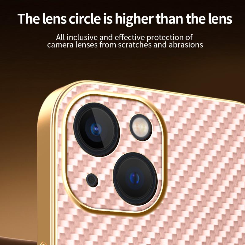 For iPhone 13 Phone Case Carbon Fiber Textured Electroplated TPU Back Cover
