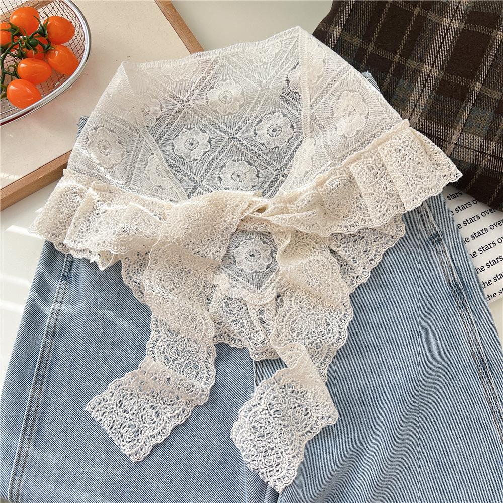 Retro Lace Silk Scarf, Headscarf, Foreign Style Mix And Match, Stacked Triangle Scarf, Skirt, Fart Curtain, Woman