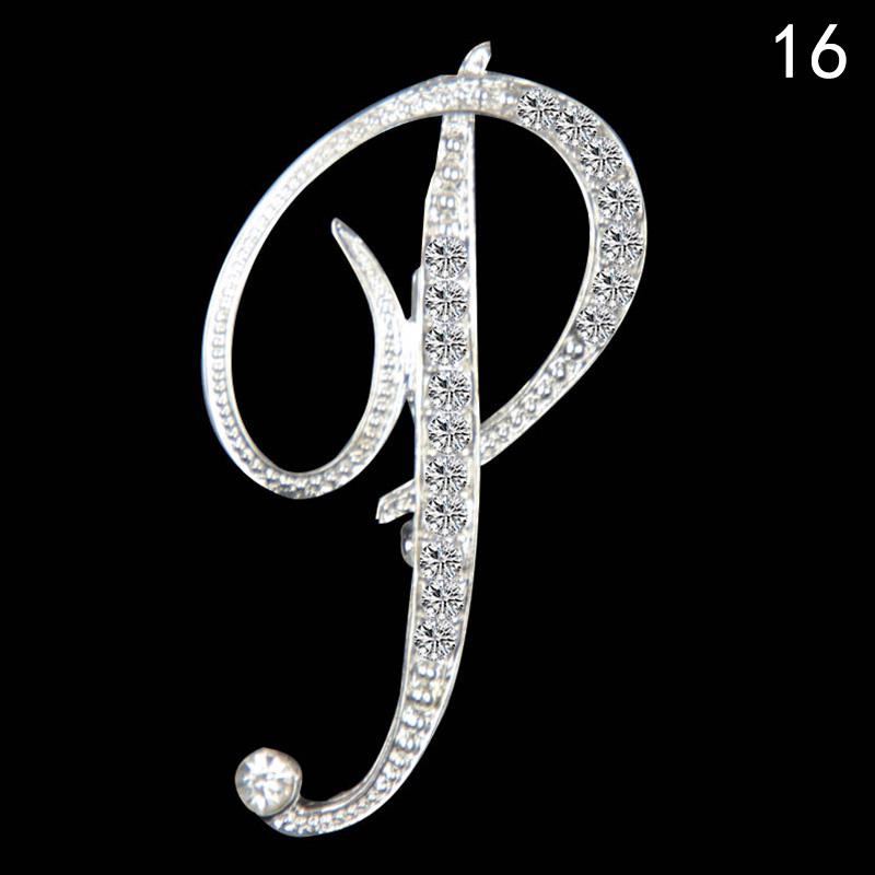 Элегантная брошь с английской буквой алфавита с горным хрусталем