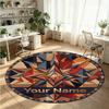 Mandala Ornament (608) Theme Round Crystal Velvet Rug Custom Name Text Personalized Floor Mat Home Decor Non Slip Crystal Carpet