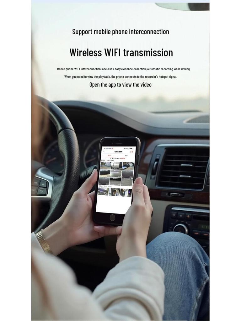 New Car-Mounted Wireless Dash Cam: High-Definition, Screen, Night Vision, Parking Monitoring, Compact Design