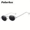 PolarAce Unisex Oval Metal Polarized Fashionable Driving Outdoor Riding Sun Visors Sunglasses, UV400