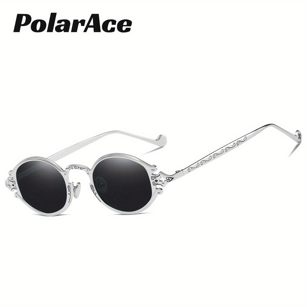 PolarAce Unisex Oval Metal Polarized Fashionable Driving Outdoor Riding Sun Visors Sunglasses, UV400