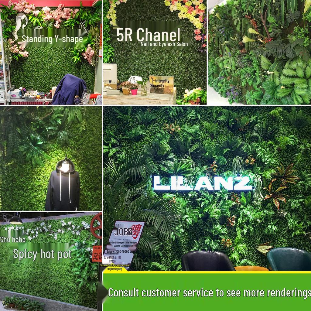 50×50cm Artificial Green Plant Wall - Plastic Vertical Garden, Fake Flower Wall, Synthetic Turf Background