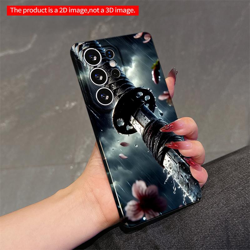 2DFlat Samsung phone case Rainy Sword with Cherry Blossoms Applicable to Galaxy S22 S23 S24 S25ULTRA S26 A12 A13 A14 A15 A16