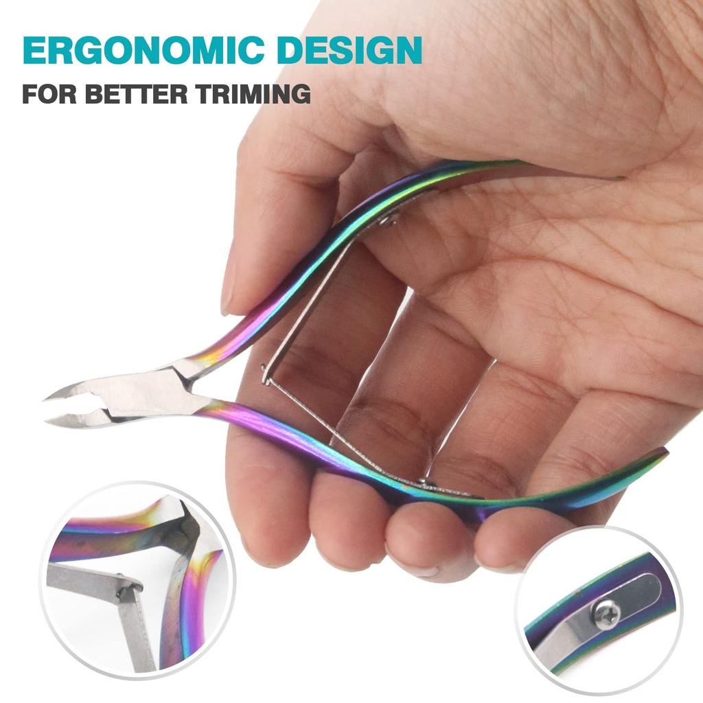 RONAVO Cuticle Professional Stainless Steel Cuticle Scissors for and Includes Cuticle Pusher Trimmer, Manicure, Pedicure, Fingernails,