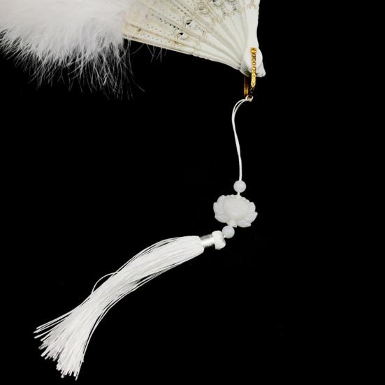 Yousheng винтажный складной веер из перьев и кружева с кисточками, портативный летний ручной веер, украшение для танцевального представления, реквизит для костюмов для вечеринок