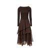 Veromoda 32617D005 Элегантное макси-платье с открытыми плечами из шерстяно-шелковой смеси