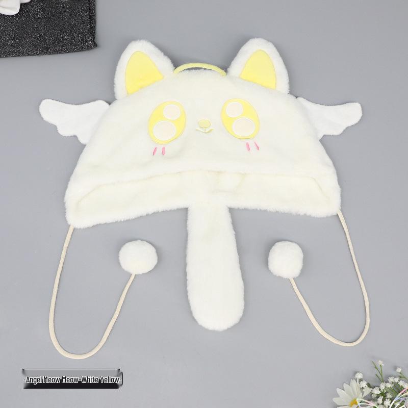 Аниме Плюшевая Шапка с Кошачьими Ушками - Милая, Теплая, Универсальная Шапка-Ушанка на Завязках для Модного Стиля