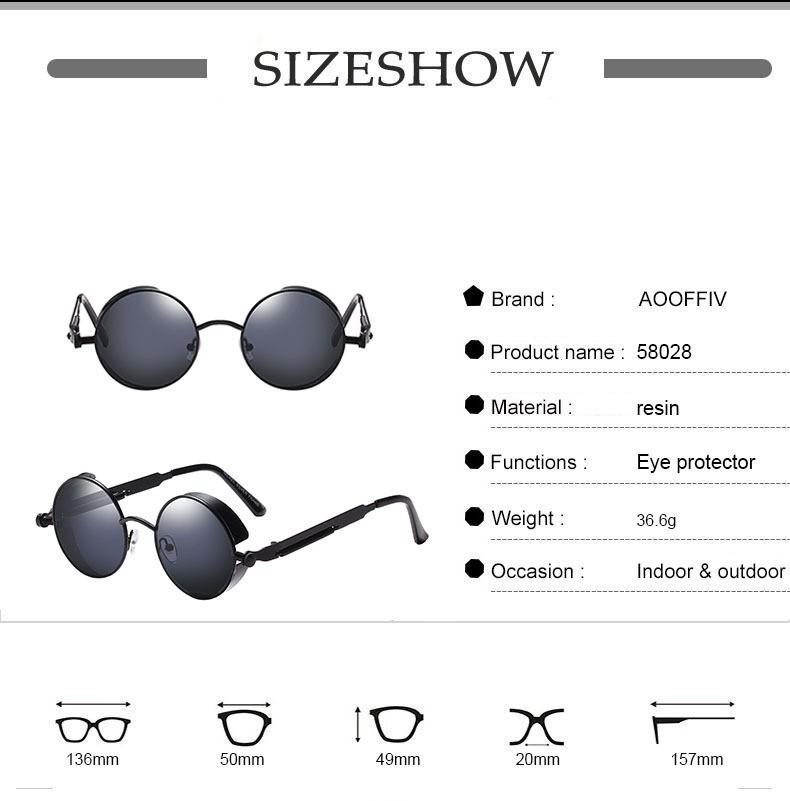 2024 Steampunk Style Round Sunglasses - Classic Retro for Men & Women, Trendy Internet Celebrity Fashion.