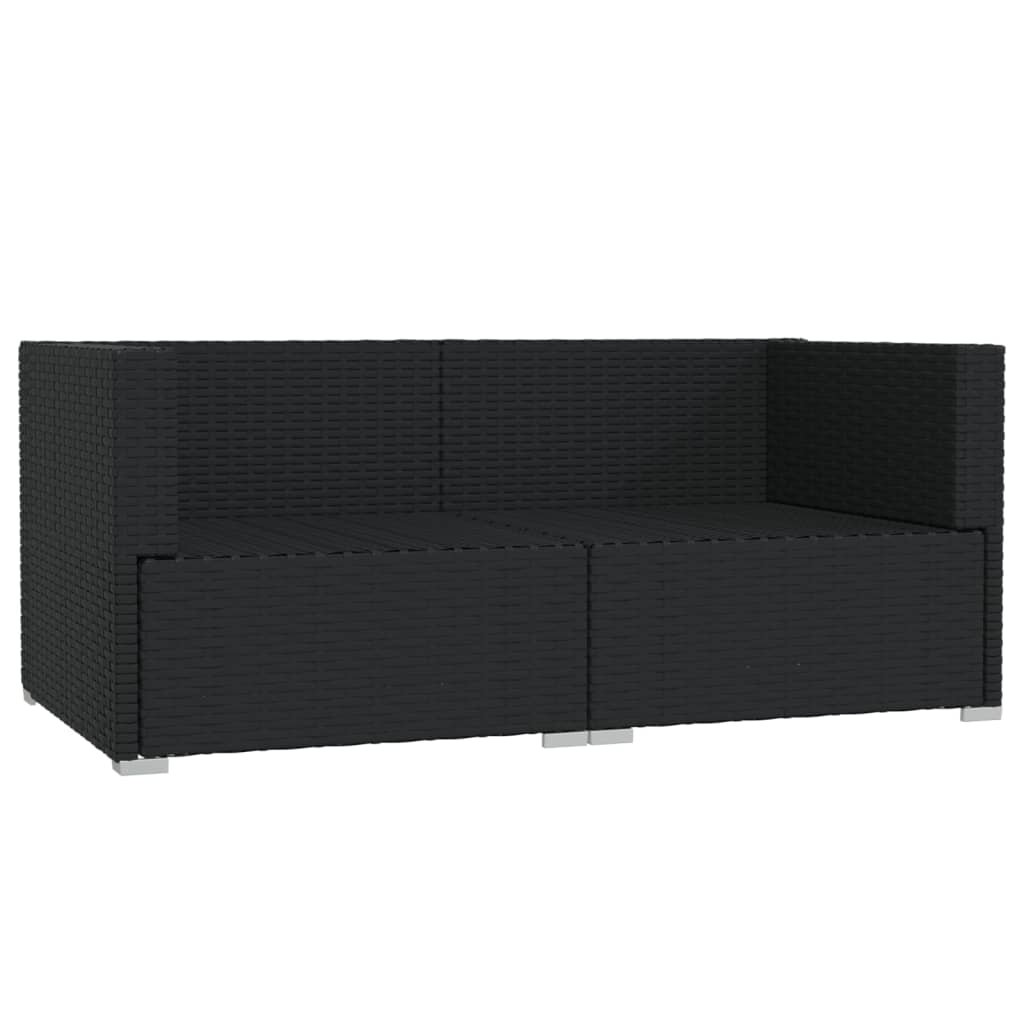 Vidaxl 2-Osobowa Sofa Ogrodowa Z Poduszkami, Czarna, Polirattan