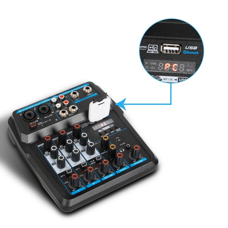 48V USB Drembo M 4/6-канальная Портативная Bluetooth Цифровая Аудио Микшерная Консоль со Звуковой Картой Фантомным Питанием для DJ Записи на ПК