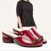 Women's Outer Wear Summer Mid-heel Thick Heel Women's Shoes Soft Leather Sandals and Slippers Fashion Open Toe Women's Slippers