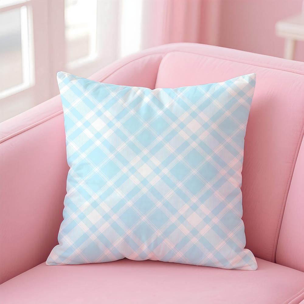 simple Monochromatic check pattern Cushion Cover Pillow Case Soft Skin Friendly Fabric Concealed Zipper