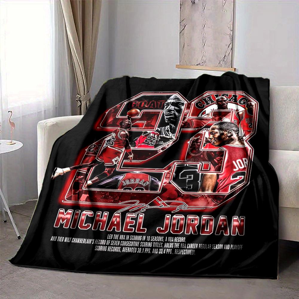 1Pc Michael Jordan'S Legacy Basketball Flannel Blanket, Soft And Comfortable, Casual Warm, Camping Travel, Christmas, Halloween Xmas Gift L1382