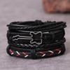 Adjustable 4Pcs/set Punk Casual Woven Charm Wrap Men Leather Bracelets Fashion Women Black Vintage Male Jewelry Gift