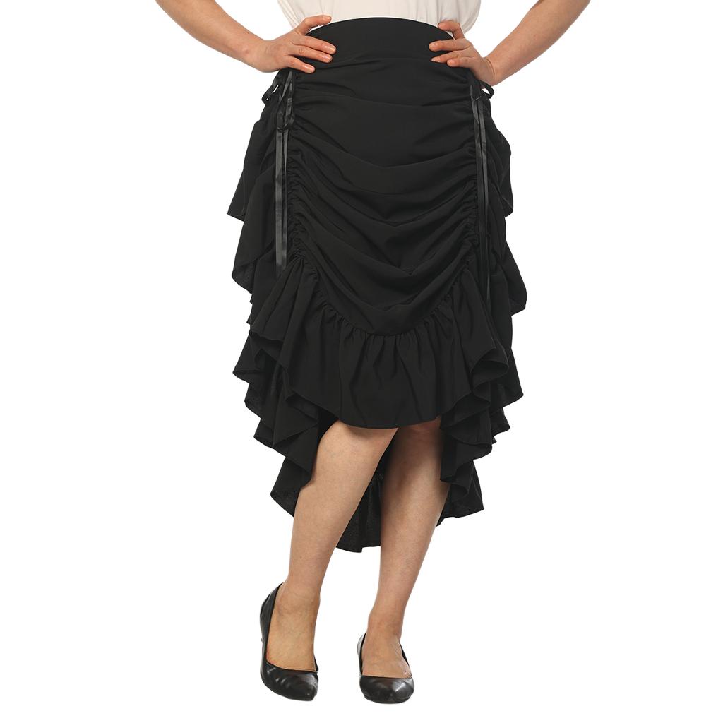 Pirate Skirt Women Renaissance Gothic Medieval Costume Drawstring High Low Skirt Victorian Steampunk Ruffles Irregular Skirts
