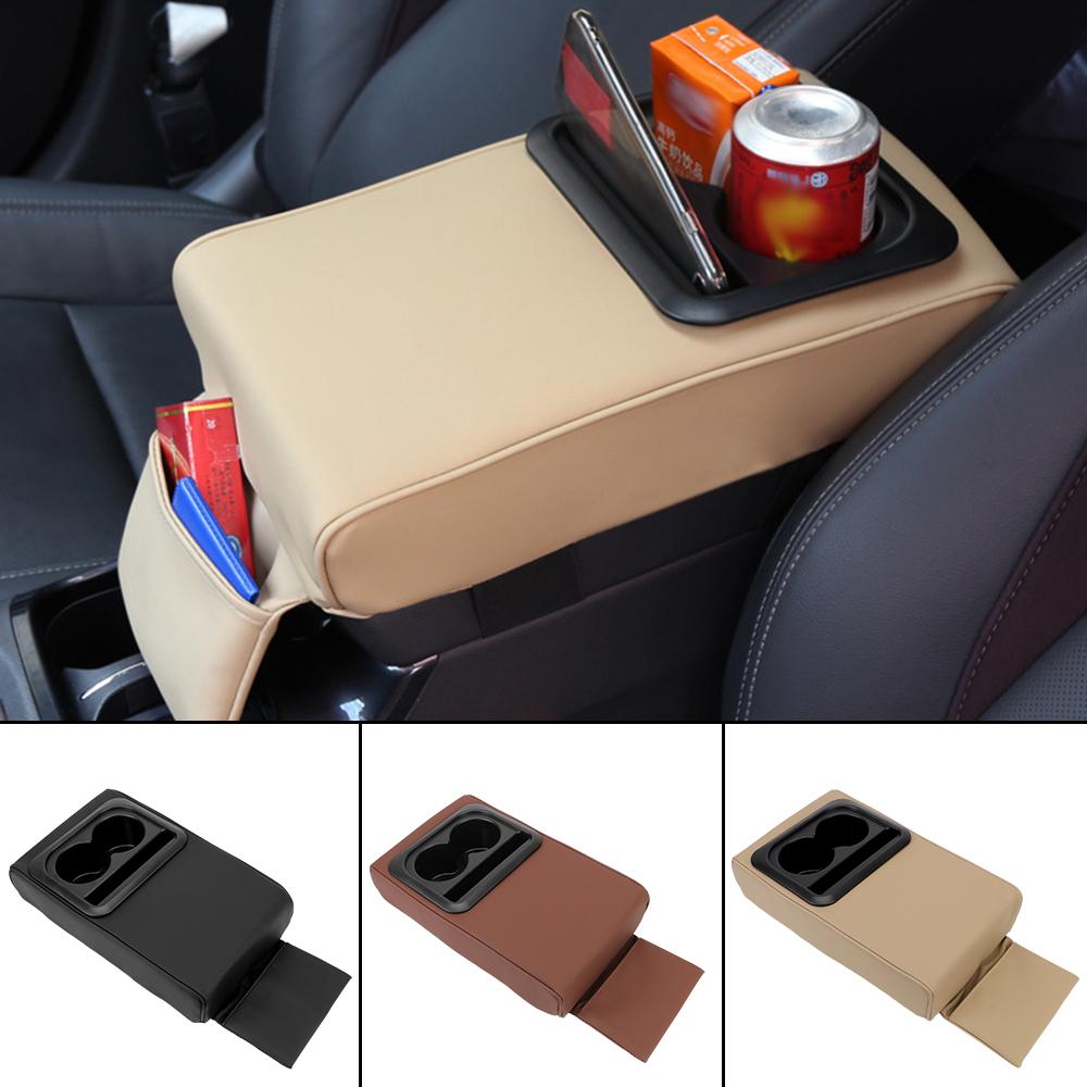 Car Armrest Cushion Box Hand Elbow Support Arm Rest Storager Box with Cup Holder Anti-fatigue Auto Accessories