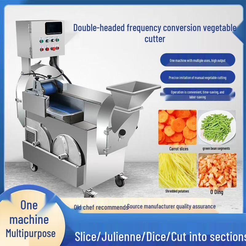 Automatic Double-Head Vegetable Cutter & Slicer for Commercial Use