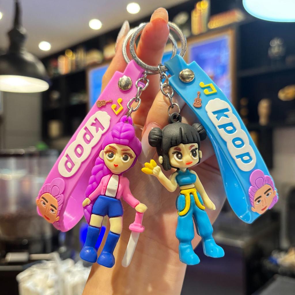 Kpop Demon Hunter Cartoon Keychain Bag Hanging Pendant Backpack Earphone Case Decoration Accessories Car Keyring Birthday Gifts